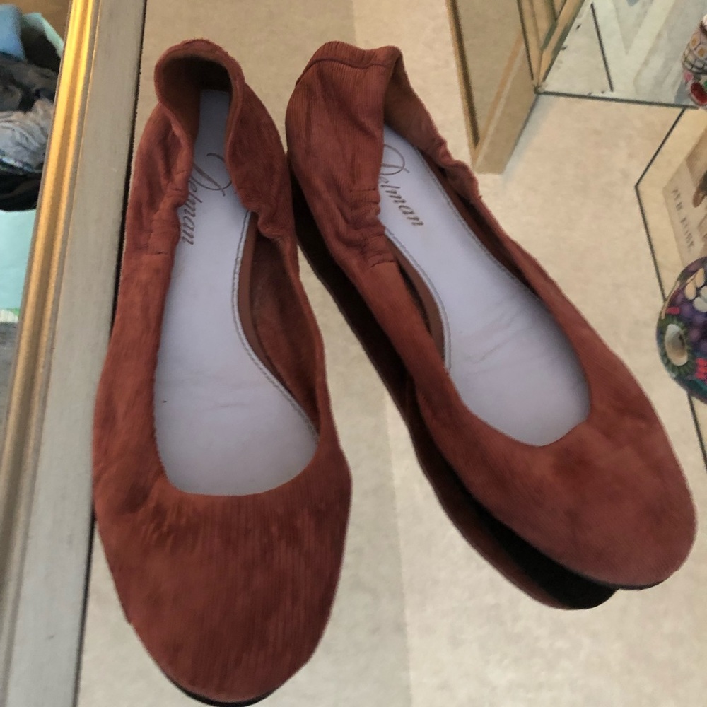 Delman ballet flats, dark red and suede size 8